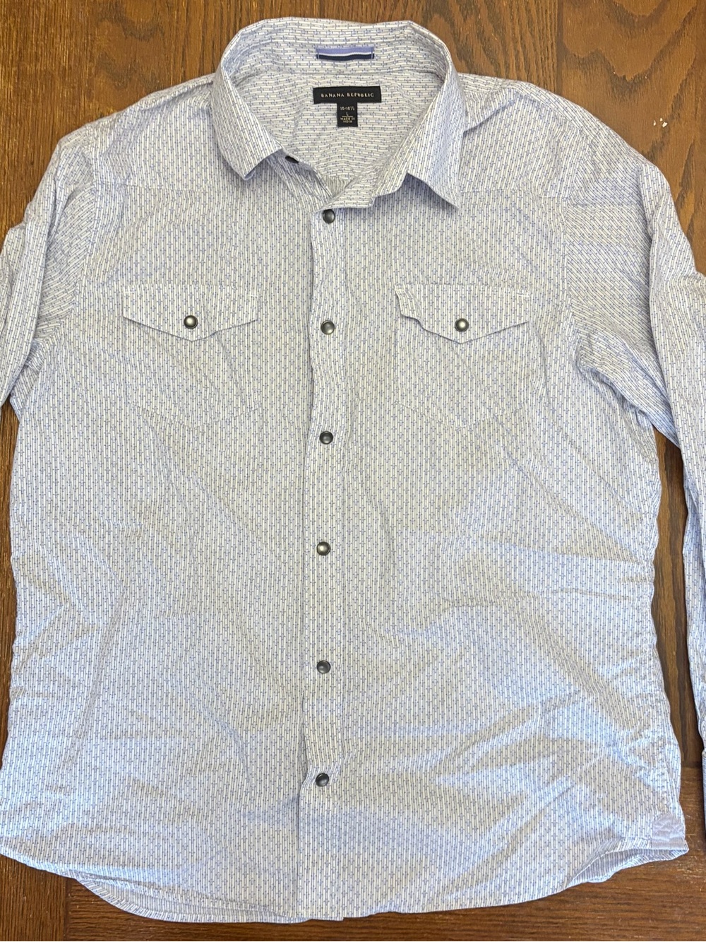 Banana Republic Men's Light Blue Printed Western Style Button -Down Shirt Size L